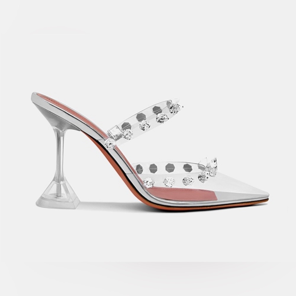 AMINA MUADDI Julia Spike Embellished PVC Mule SIZE 40